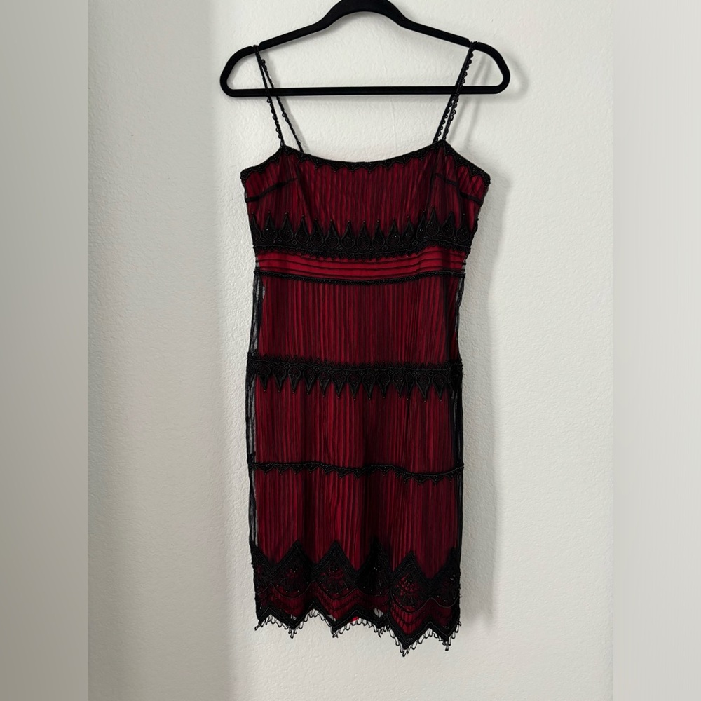 Christyne Forti Vintage Black and Red Beaded Dress